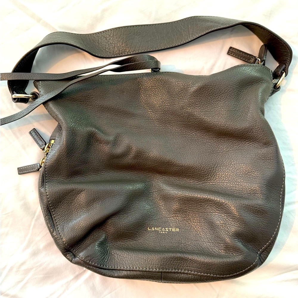 Lancaster Olive Leather Shoulder Bag- Pre-owned